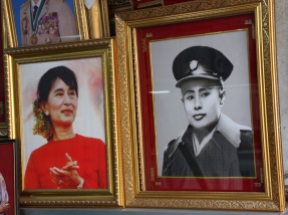Die Helden des Landes (Nobelpreisträgerin "Aung San Suu Kyi" ist im Westen gut bekannt)